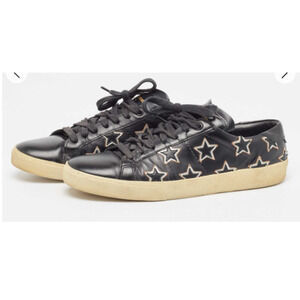 Saint Laurent Leather Classic Star Low Top Court Sneakers Black Women Size EU 40